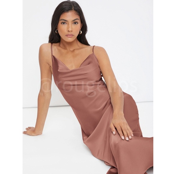 Redwood Satin Cami Dress Midi Adjustable Spaghetti Straps - Picture 4 of 8